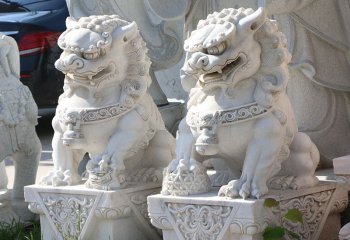 獅子雕塑-公園創(chuàng)意大理石石雕一對獅子雕塑