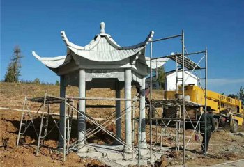 涼亭雕塑-公園戶(hù)外草坪擺放漢白玉仿古建筑涼亭