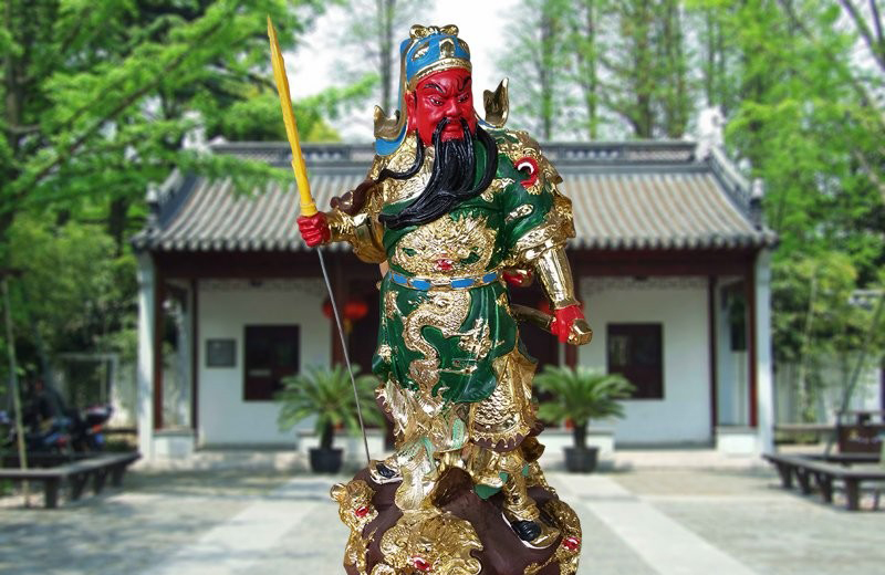 玻璃鋼彩繪關(guān)公-玻璃鋼彩繪關(guān)公武財(cái)神雕塑高清圖片