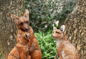 玻璃鋼仿真狐貍雕塑-玻璃鋼仿真狐貍 公園動物雕塑