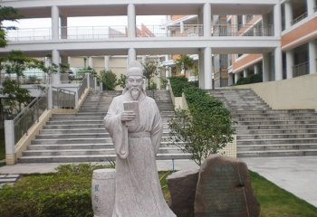 校園名人崔與之石雕-古代詩人崔與之石雕