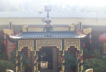 寺廟鑄銅四足方形帶頂香爐-寺廟鑄銅香爐