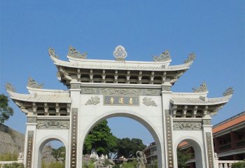 石雕寺廟三門牌坊-寺廟三門牌坊石雕