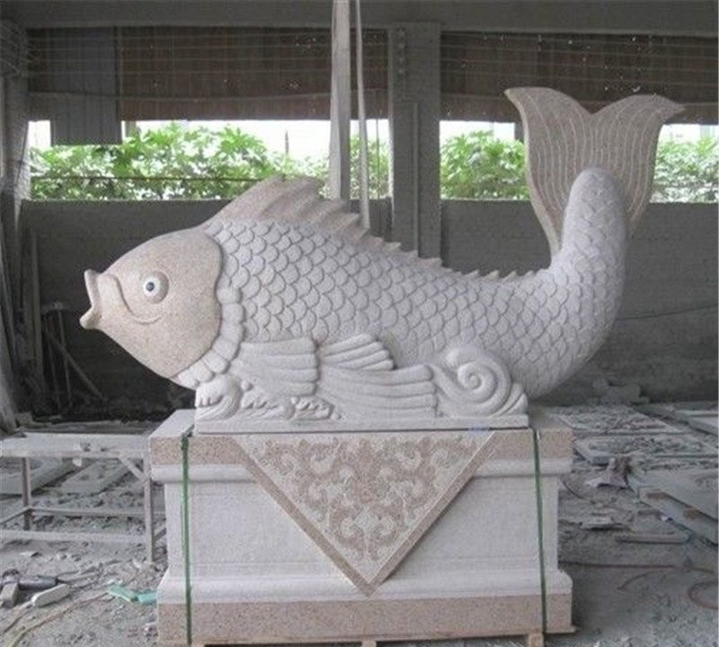 大理石鯉魚(yú)雕塑-公園石雕鯉魚(yú)高清圖片