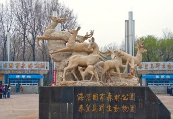 石雕梅花鹿公園動物雕塑-石雕梅花鹿公園動物雕塑