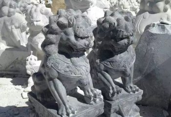 古代青石獅子雕塑-石雕青石獅子