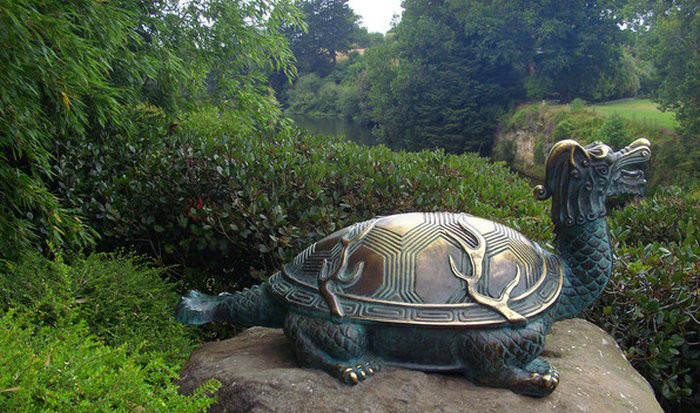 青銅龍龜古代神獸雕塑-銅雕龍龜招財(cái)神獸高清圖片