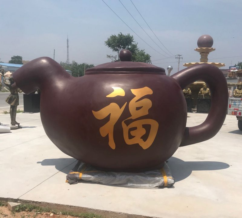 玻璃鋼福字茶壺雕塑-玻璃鋼福字茶壺雕塑，茶壺玻璃鋼雕塑高清圖片