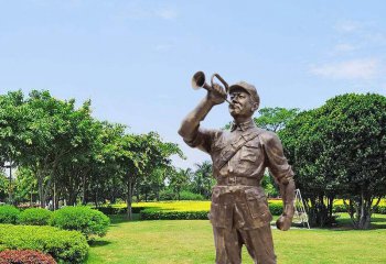 紅軍吹集結號銅雕-紅軍吹集結號抗戰(zhàn)銅雕