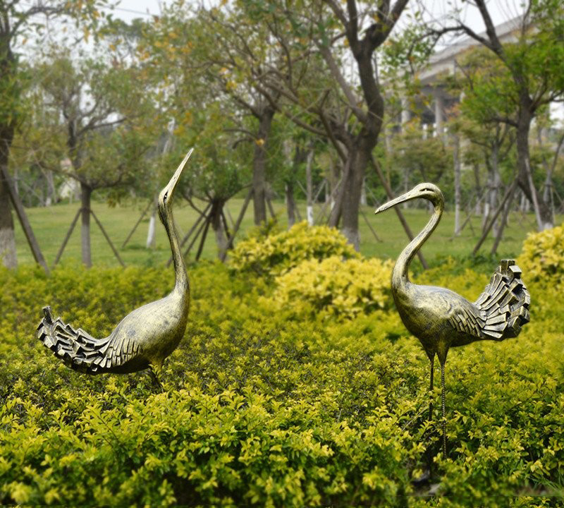 公園動物銅雕丹頂鶴-公園動物銅雕 丹頂鶴銅雕高清圖片